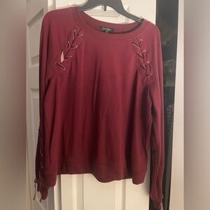 Women’s Burgundy Lace-Up Sweatshirt